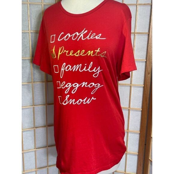 Old Navy Lg Christmas Checklist Top - Picture 1 of 14